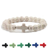 8mm Beads Religious Cross Bracelet for Women Men Natural Turquoise Stone Elastic Link Prayer Bracelet for Boy Girls - Image 4