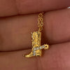 Stainless Steel Gold-Plated Zirconium Inlaid Denim Boots, Star Pendant Necklace, Vintage Art Neutral Personality Necklace, T - Image 4