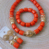 32inches 2Layers orange artifinal nigerian coral bead jewelry set wedding - Image 8