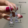 Female Earring Silver Sparkling Water Droplet Flower Earrings for Women Long Tassel Square Zircon Jewelry - Image 5