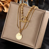 Meyrroyu 316L Stainless Steel Hip Hop PunkVintage Multilayer Coin Pendant Necklace For Women Double Layer Chain Necklace Jewelry - Image 15