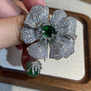 Light Rhinestone Camellia Flower Green Gemstone Brooches For Women Plant Blossom Pins Jewelry Party Suit Gift - Image 6