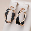 Black Enamel Hoop Earrings For Women Rose Gold Color Girl Party Accessories Wedding Eardrop Jewelry - Image 1