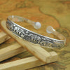 Antique Silver-Tone Open Cuff Bracelet with Snake and Floral Motifs - Image 6