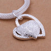 Heart Pendant Necklace with Textured Chain in Silver-Tone - Image 2
