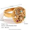 Unique 316L Stainless Steel Star Moon Evil Eye Zircon Necklace Ring Gold Plated Jewelry For Women - Image 11