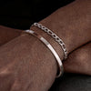 2pcs Stackable Bracelets for Men Teens, Open Cuff Bangle, Twisted Rope Figaro Chain Cuban Link Chain Bracelets Set - Image 7