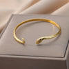 Vintage Snake Bangle Bracelet For Women Stainless Steel Snake Opening Bangle Animal Aesthetic Jewelry - Image 2