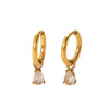 Vintage Square Waterdrop Flower Cubic Zirconia Hoop Earring Stainless Steel Gold Plated Earrings For Women - Image 6