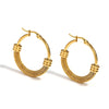 Stainless Steel Textured Metal Round Hoop Earrings for Women Gold Color Geometric Circle Earrings Jewelry - Image 7
