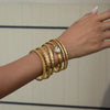 Minimalist Gold Color Plated Stainless Steel Hammer Pattern Double Layer Bracelet Foldable Wrinkle Bracelet Women's J - Image 1