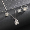Square Zircon Crystal Earring Necklace Ring 3 Piece Set for Women Silver Color Princess Bride Wedding Banquet Jewelry Set - Image 3