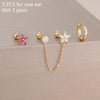 Three-Piece Floral Stud Earring Set with Linked Details - Image 11