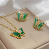European and American Cute Micro-inlaid Butterfly Necklace Earrings Set Classic Light Transparent Stainless Steel - Image 20