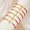 Stainless Steel Gold Color Heart A-Z Initial Letter Bracelet Men Luck Red Rope Charm Bracelet For Women Men Jewelry Gift - Image 2
