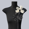Two-Piece Fabric Flower Collar Brooch Set in Black or White - Image 1