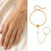 Bohemian Ring Bracelet Finger Hand Chain, Gold Plated Stainless Steel, Bead Slave Bracelet Jewelry for Women - Image 22