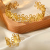 Stainless Steel Bracelet Rings Set Hollow Flowers Unusual Retro Bracelet Ring For Women Jewelry High-quality Gift - Image 5