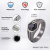 Hexagon Black Zircon Ring for Men, Gray Stainless Steel Geometric Band, Punk Statement Rings Jewelry for Wedding Party Gift - Image 4