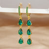 Stainless Steel Colorful Zircon Water Drop Hoop Earrings for Women Simple Pendant Huggies Jewelry - Image 5