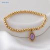 Mhs.sun Stone 12 Months Birthstone Bracelets Gold Plated Stainless Steel Bead Bracelet Birthday Jewelry For Women Men - Image 10