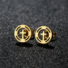 Tiny Star Moon Stud Earrings for Women Music Cross Leaf Cup Earings Stainless Steel Jewelry Gift - Image 2