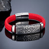 Punk Viking Style Stainless Steel Compass Norse Runes Amulet Beads Braided Blue Leather Bracelet - Image 5