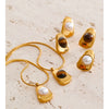 Tiger Stone Imitation Pearls Geometric Pendant Necklace Earrings Set for Women Jewelry - Image 3