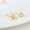 (2607) 4MM 6MM 7MM 8MM Gold Color Brass with Zircon Hooks Hole Round Stud Earrings Pins Jewellery Accessories Wholesales - Image 5