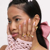 Net red wind series Love butterfly flower Aobao rainbow stone ring copper plated - Image 3