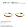 Rhinestone Simple Stainless Steel Birthstone Hoop Earrings Gold Color for Women Men Party Jewelry Gifts - Image 14
