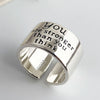 Silver Rings For Women Men Wide Vintage Letters Open Ring For Birthday Party Gift - Image 1