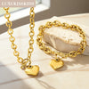 Cubic Love Heart Minimalist Jewelry Set Necklace Earrings Bracelets Stainless Steel Women Party Accessories - Image 3