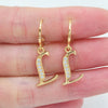 Gold Color Clear Zircon CZ Name Alphabet Initial Letter Dangle Earrings for Women - Image 24