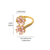 Colored Zircon Double Flower Rings For Women Gold Plated Stainless Steel Flower Opening Ring Wedding Aesthetic Jewelry Gift - Image 17