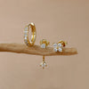 3PCS Flowers Zircon Hoop Earrings Set for Women Gold Plated Earlobe Ear Stud Pendant Piercing Earring Statement Jewely - Image 5