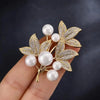 Pearl Maple Leaf Rhinestone Brooches For Women Elegant Metal Fixed Clothing Pins Daily Jewelry Accessories - Image 7