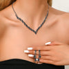 Rhinestone V Necklace and Drop Earrings Bridal Jewelry Set with Optional Bracelet - Image 7