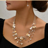 Colorful Shell Crystal Necklaces Earrings Set For Women Multilayer Choker Necklace Women Crystal Earring Jewelry Sets - Image 8