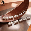 Orsa Jewels Minimalism 1 Pair Freshwater Pearl Ear Stud Pearls Stud Earrings Silver Round Pearl Ear Stud - Image 5