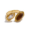 Adjustable Stainless Steel Ring Tiger Stone Simulated Pearls Zircon Golden Pvd Plated Chic Finger Jewelry - Image 7
