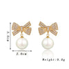 Korean Crystal Bow Drop Earrings White Red Round Imitation Pearl Dangle Earrings for Women Elegant Party Jewelry - Image 8