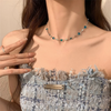 Romantic Blue Crystal Butterfly Necklace for Women Girls Bilayer Choker Clavicle Chain Delicate Zircon Sparkling Pendant - Image 3