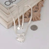 Heart Pendant Necklace with Textured Chain in Silver-Tone - Image 5