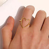 Abstract Hollow Irregular Open Adjustable Stainless Steel Rings Gothic Irregular Geometric Hammered Heart Lover Jewelry Rings - Image 33