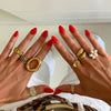 Stainless Steel Openwork Ring with Sculpted Folds in Gold-Tone - Image 1