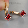 Cute Female Champagne Square Jewelry Crystal Zircon Stone Hoop Earring Rose Gold Color Wedding Earrings For Women - Image 6