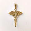 Gold Plated Stainless Steel Angel Wing Serpent Necklace Greek Caduceus Pendant, Doctor/Nurse Charm Jewelry - Image 1
