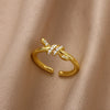 Classic Twist Chain Open Rings For Women Stainless Steel Zircon Geometric Twist Wrapped Couple Ring Wedding Aesthetic Jewelry - Image 6