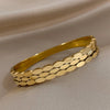 Oval Geometric Charm Stainless Steel Bangles Bracelets for Women Unique Design Hollow Gold Color Wrist Jewelry - Image 4